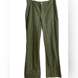 Vintage Girlfriends LA Green 100% Cotton Fashion Pants Flare Floral Y2K 90’s EUC